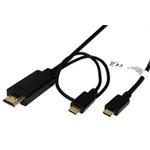 Kabel USB C(M) -> HDMI A(M) + USB C(M) PD, 4K@60Hz, 1 m, černý