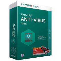 Kaspersky Anti-Virus 2016 CZ, 4PC, 1 rok, nová licence, box