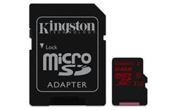 Kingston 64GB Micro SecureDigital (SDXC UHS-I) Card, Class 3 + SD adaptér