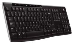 Logitech klávesnice Wireless Keyboard K270, US, unifying přijímač, černá