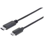 Manhattan Kabel USB 2.0, typ-C / Micro-B M/M 1m černý