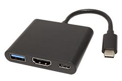 Multiport adaptér USB C(M) -> HDMI(F), USB3.0 A(F), USB C(F) PD, 4K@30Hz, Alu