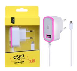 Nabíječka PLUS MicroUSB s USB výstupem 5V/2,1A, růžová