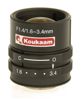 Objektiv K3M1634, 1/3" 1,6-3,4mm, F 1.4, manuální, CS