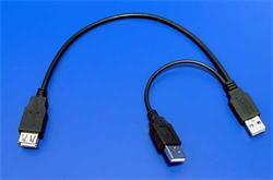OEM Kabel USB2.0 napájecí Y 2x A/M 1x A/F 0,3m