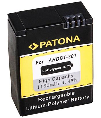 PATONA baterie pro digitální kameru GoPro Hero 3, Hero 3+, Rollei AC420, 1180mAh Li-Pol