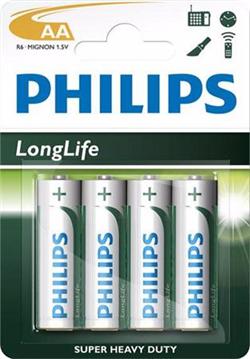 Philips baterie AA LongLife zinkochloridová - 4ks, blister