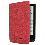 POCKETBOOK pouzdro pro Pocketbook 616, 617, 618, 627, 628, 632, 633/ červené (vzor květin)