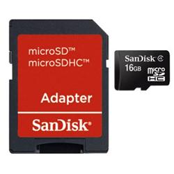 SanDisk 16 GB microSDHC, class 4 + adaptér
