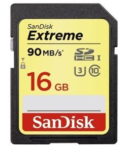 SanDisk Extreme SDHC Card 16 GB 90 MB/s Class 10 UHS-I U3