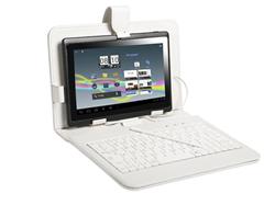 Tracer pouzdro pro tablet 7'' s klávesnicí, micro USB, eko kůže, bílé