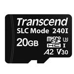 Transcend 20GB microSDHC240I UHS-I U3 V30 A2 (Class 10) 3D TLC (SLC mode) průmyslová paměťová karta, 100MB/s R, 80MB/s 