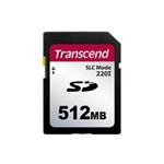 Transcend 512MB SD220I MLC průmyslová paměťová karta (SLC Mode), 22MB/s R,20MB/s W, černá