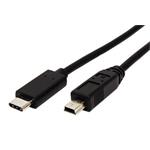USB 2.0 kabel miniUSB 5pin B(M) - USB C(M), 0,5m, černý