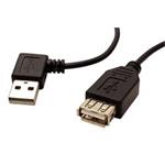 USB 2.0 kabel prodlužovací A-A, M-F, lomený vlevo, 30cm