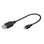 USB 2.0 kabel USB A(F) - microUSB B(M), 0,2m, černý