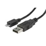 USB 2.0 kabel, USB A(M) - microUSB B(M), 0,8m, černý