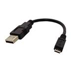 USB 2.0 kabel, USB A(M) - microUSB B(M), 15cm, černý