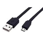 USB 2.0 kabel, USB A(M) - microUSB B(M), 1m, plochý, černý