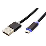 USB 2.0 kabel, USB A(M) - microUSB B(M), 1m, svítící konektor