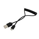 USB 2.0 kabel, USB A(M) - microUSB B(M), kroucený, 1m, černý