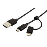USB 2.0 kabel USB A(M) - microUSB B(M), s redukcí pro Apple Lightning, 1m