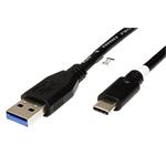 USB 5Gbps kabel USB3.0 A(M) - USB C(M), 3m, černý