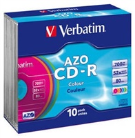 VERBATIM CD-R(10-Pack)Slim/Colours/DLP/52x/700MB