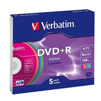 VERBATIM DVD+R(5-Pack)Slim/Colour/16x/4.7GB