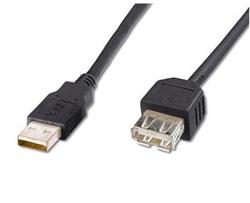 Wiretek kabel USB 2.0 prodlužovací/ A-A/ 2m černá