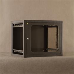 Závěsný rack 19'' Netrack 9U/400mm,skleněné dveře,grafit,odnímatelné boční panel