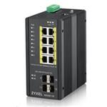 Zyxel RGS200-12P 12-port Gigabit WebManaged PoE switch, 8x GbE + 4x SFP, PoE budget 240W, DIN rail/Walll mount, IP30