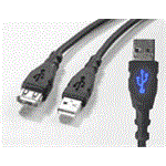 1.8m USB 2.0 kabel prodlužovací, A-A, M-F, černý, svítící