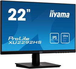 22" iiyama XU2292HS-B1: IPS, FullHD@75Hz, 250cd/m2, 4ms, VGA, HDMI, DP, černý