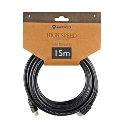 4World Kabel HDMI - HDMI High Speed s Ethernet (v1.4), 3D, HQ, BLK, 15m