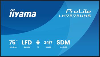75" iiyama LH7575UHS-B2AG:IPS, 4K UHD,Android,24/7