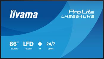 86" iiyama LH8664UHS-B3AG:IPS,4K,ANDR 14,24/7