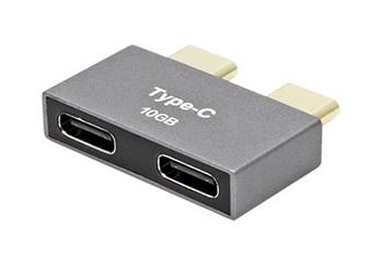 Adaptér 2x USB C(M) - 2x USB C(F), 10Gbps, stříbrný