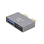 Adaptér 2x USB C(M) -  USB3.0 A(F) + USB C(F), 10Gbps, stříbrný