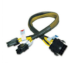 AKASA kabel redukce napájení 8Pin(M) to 8Pin/2x4Pin(F) 30cm