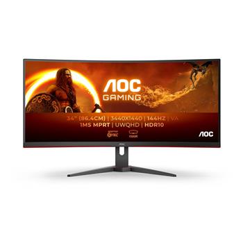 AOC/CU34G2XE-BK/34"/VA/3440x1440/144Hz/1ms/Blck-Red/3R