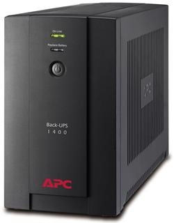 APC Back-UPS BXU 1400VA (700W), AVR, USB, IEC zásuvky