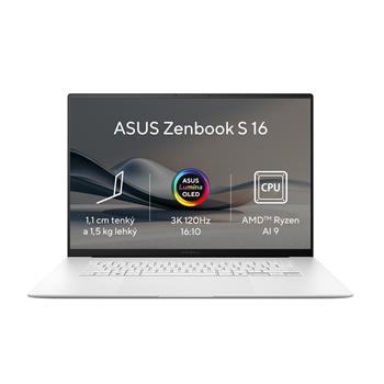ASUS Zenbook S 16 OLED/UM5606WA/AI9-HX370/16"/2880x1800/T/32GB/1TB SSD/AMD int/W11P/White/2R