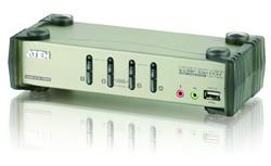 ATEN 4-port KVMP USB+PS/2, usb hub, audio, OSD, 1.2m kabely
