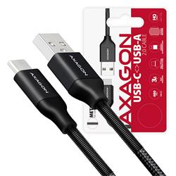 AXAGON BUCM-AM05SB, SPRING kabel USB-C <-> USB-A, 0.5m, 3A, oplet, černý
