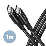 AXAGON BUCM-CM10AB, HQ kabel USB-C <-> USB-C, 1m, USB 2.0, PD 60W 3A, ALU, oplet, černý