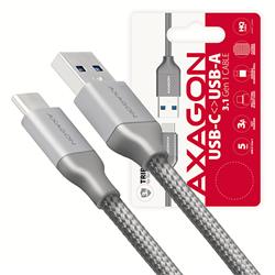 AXAGON BUCM3-AM10G, SUPERSPEED kabel USB-C <-> USB-A 3.2 Gen 1, 1m, 3A, oplet, šedý