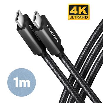 AXAGON BUCM32-CM10AB, SPEED+ kabel USB-C <-> USB-C, 1m, USB 20Gbps, PD 100W 5A, 4K HD, ALU, oplet