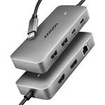 AXAGON HMC-CUB83X2, USB 10Gbps hub, 2x USB-A, USB-C, HDMI & DP 4k/144Hz, RJ-45, PD 100W, kabel 15cm