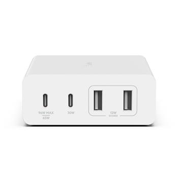 Belkin BOOST CHARGE™ 108W 4-portová USB-C Power Delivery GaN nástěnná nabíječka (USB-C 96W + USB-A 12W), bílá